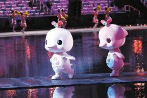 Талисманите на игрите впечатляват с атлетичните си перки